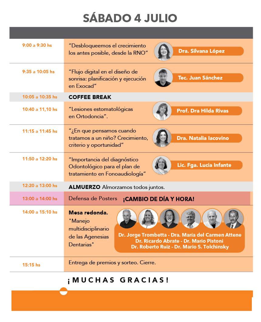 Jornadas 2 Días con La Ortopedia y La Ortodoncia 2026 - Agenda Sábado 5 de julio