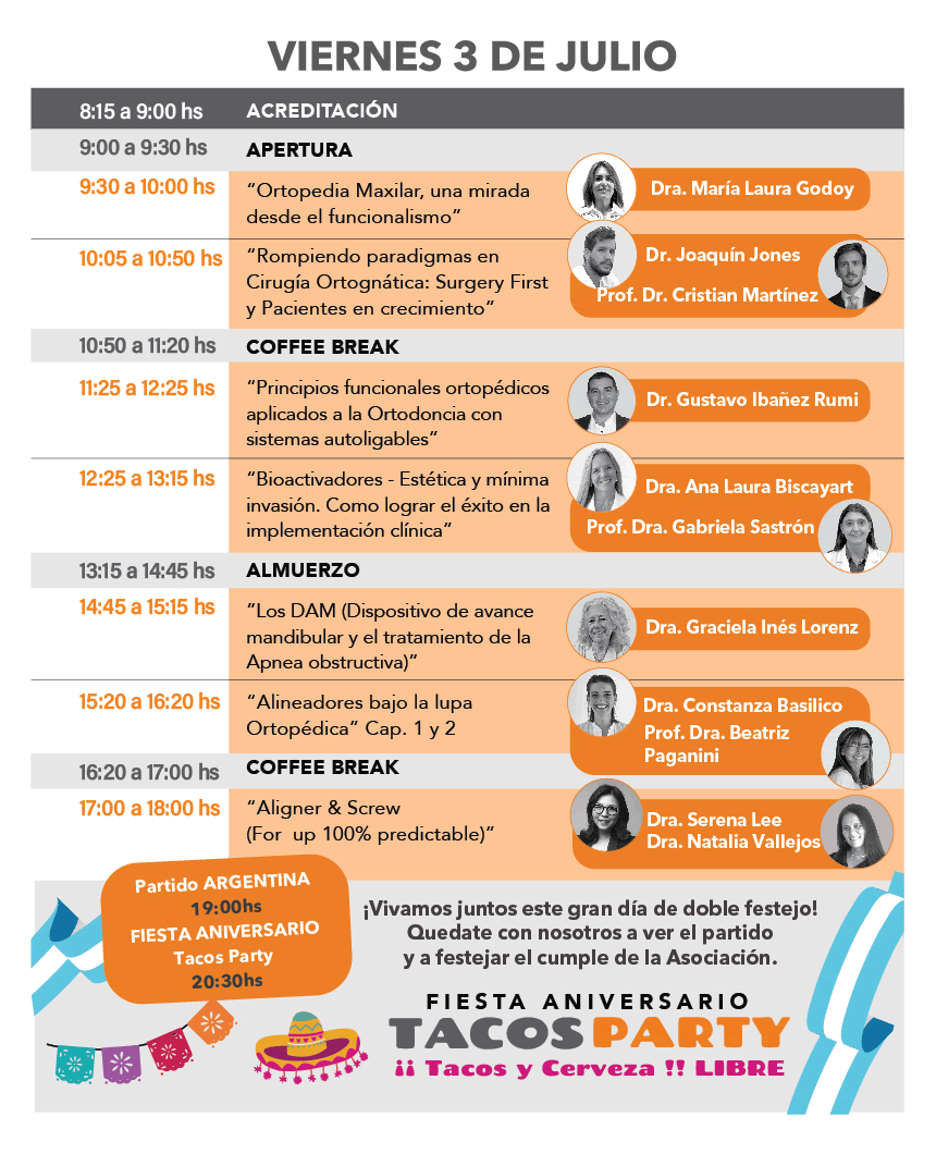 Jornadas 2 Días con La Ortopedia y La Ortodoncia 2026 - Agenda Viernes 4 de julio
