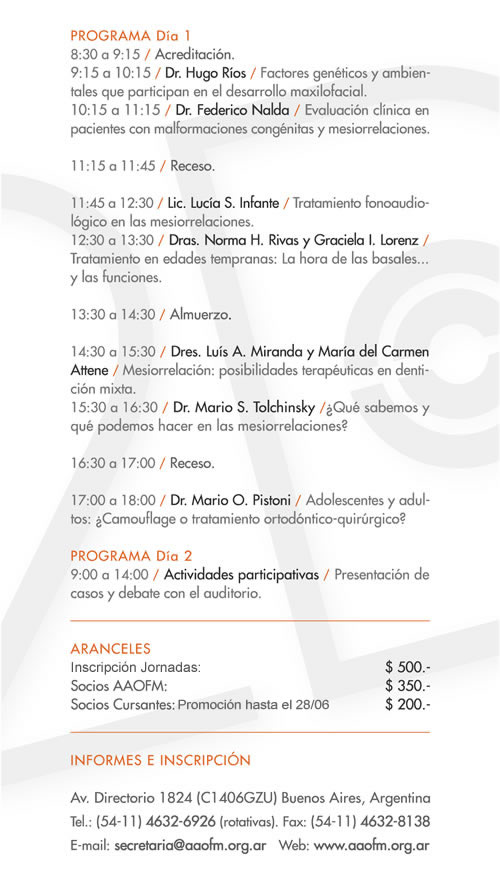 Jornadas 2 Das con La Ortopedia - Viernes 29 y Sbado 30 de Junio de 2012 - Programa de Actividades